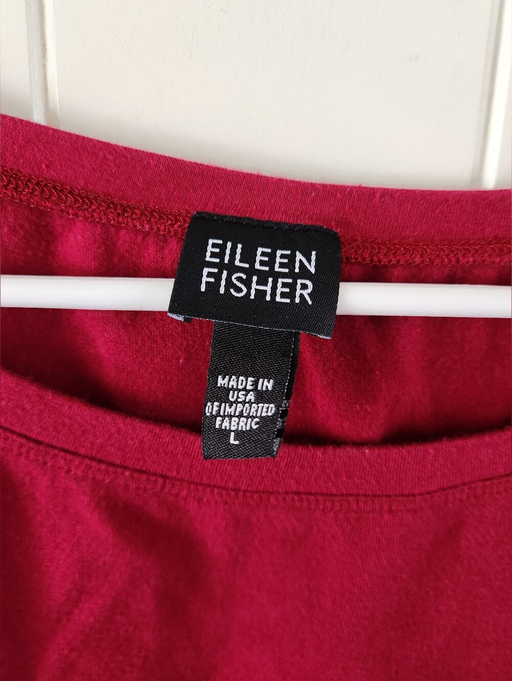 Eileen Fisher Red Scoop Neck Short Sleeve Tee Size L - Picture 2 of 4